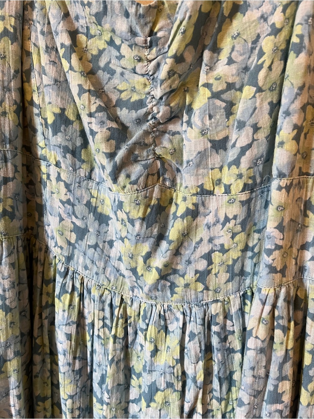 American Eagle Outfitters Blue Floral Maxi Dress with Yellow Accents - Picture 2 of 5